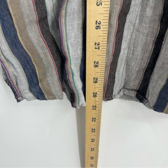 Uncle Frank striped tunic with tied sleeves gray blue brown Sz L - Picture 4 of 7